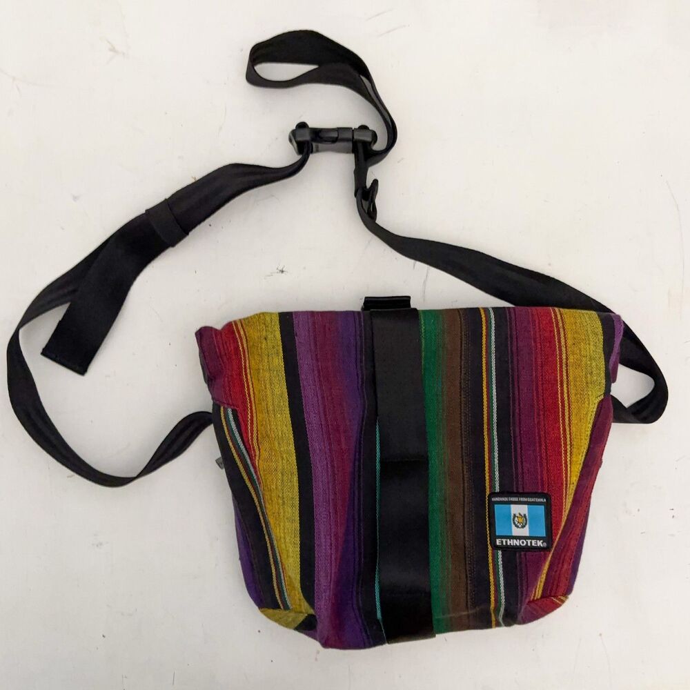 Ethnotek Cyclo Sling Cross Body Bag Guatemala Print Adjustable Strap Travel Bag